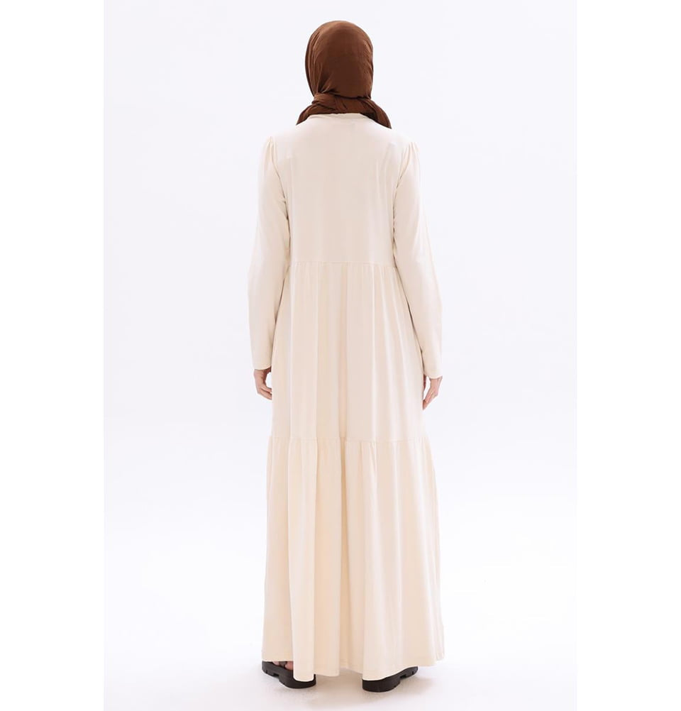 Women's Tiered Cotton Long Sleeve Dress - 60125 Stone Beige, LG Women's Tiered Cotton Long Sleeve Dress - 60125 Stone Beige, LG