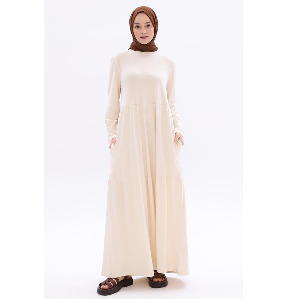 Women's Tiered Cotton Long Sleeve Dress