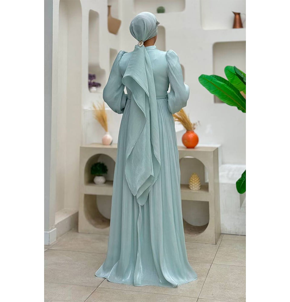 Modest Muslim Women's Lumina Evening Gown with Belt