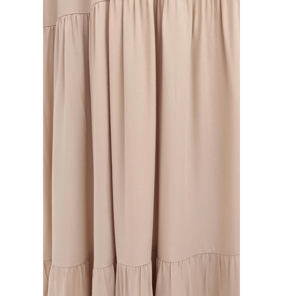 Modefa Dress Modest Muslim Women’s Simple Tiered Viscose Maxi Dress - M60166 Beige