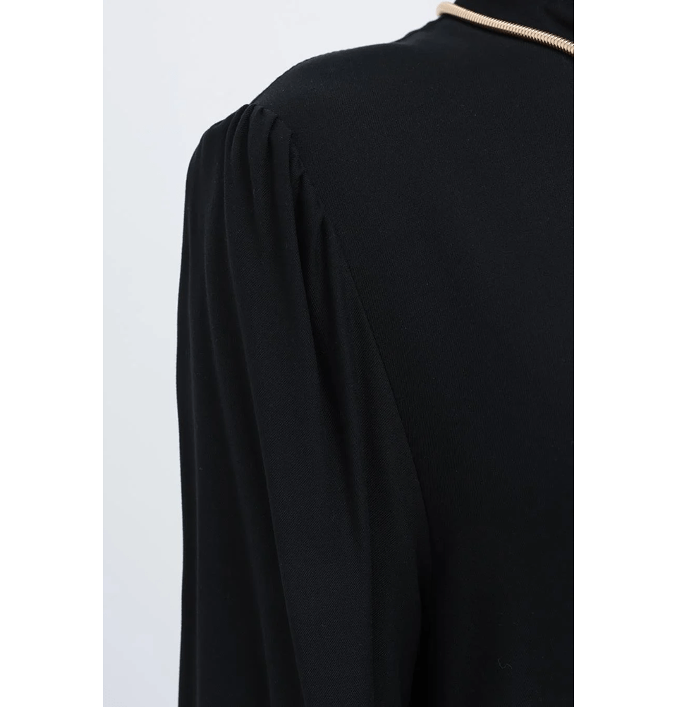 Modefa Dress Modest Muslim Women’s Simple Tiered Viscose Maxi Dress - M60166 Black