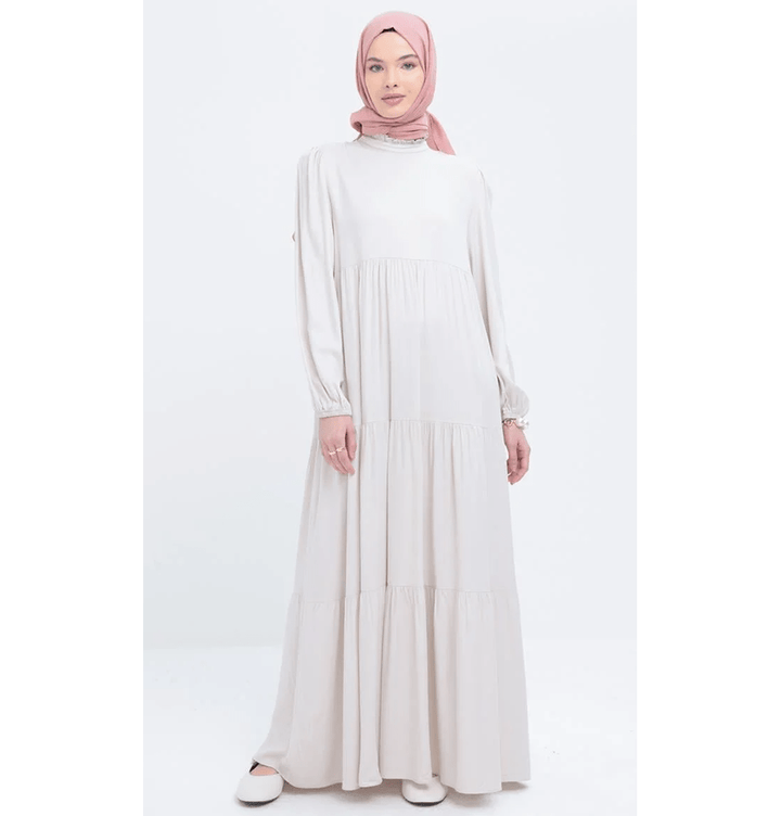 Modest Muslim Women's Simple Tiered Viscose Maxi Dress