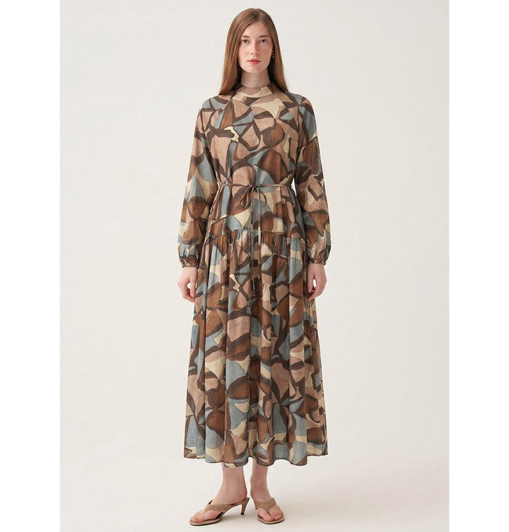 modest cotton dress Women's Layered Abstract Size:medium (6-8) fall_october classic style long sleeve Blazer Dress Little Mistress