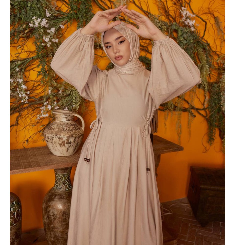 Modest Women's Dress 24539 - Beige Modest Women's Dress 24539 - Beige