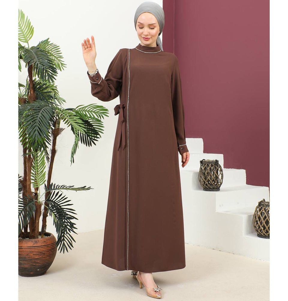 Modefa Dress Modest Women's Dress Elegant 9470 Brown