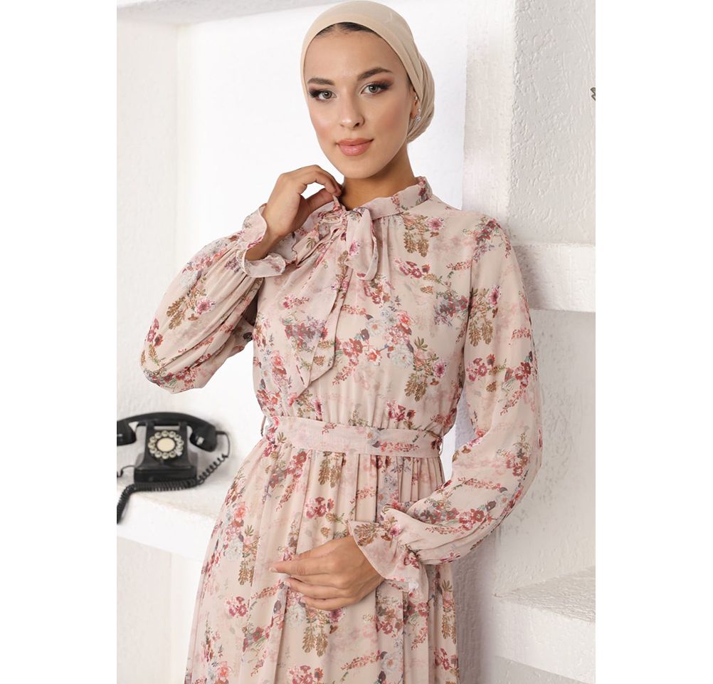 Modefa Dress Modest Women's Dress - Floral 70105-31 - Light Pink
