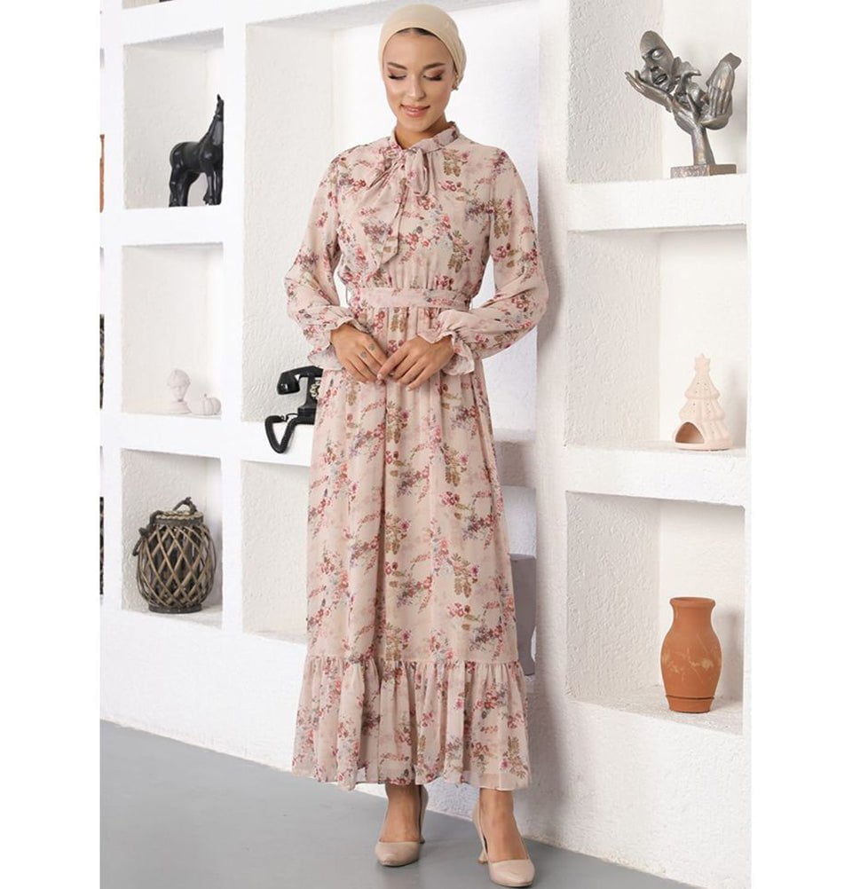 Modefa Dress Modest Women's Dress - Floral 70105-31 - Light Pink