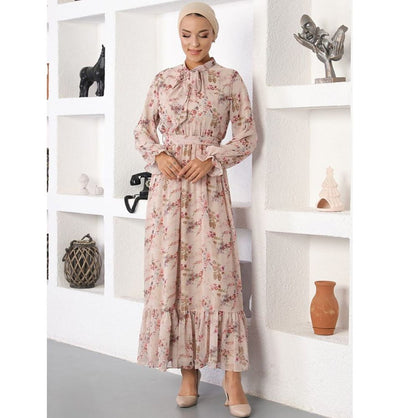 Modefa Dress Modest Women's Dress - Floral 70105-31 - Light Pink