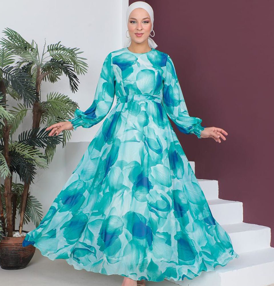 Modest Women's Dress Flower Petal 7999-55