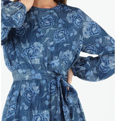 Modefa Dress Modest Women's Floral Dress 12546 - Blue