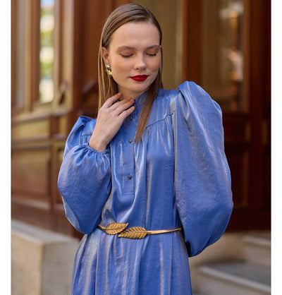 Modefa Dress Modest Women's Satin Dress 24559 - Blue