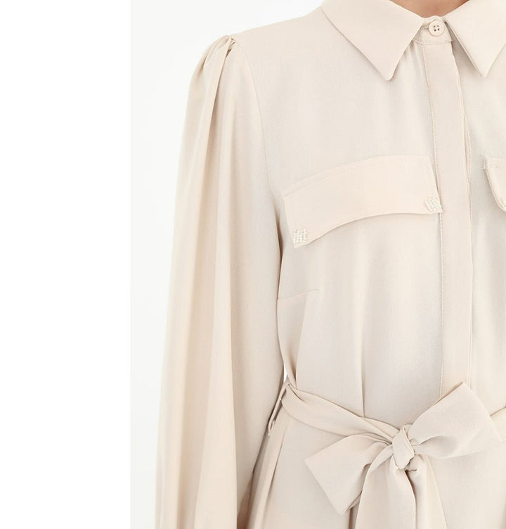 beige oversized shirt dress Oversized Maxi Shirt Dress  Cream