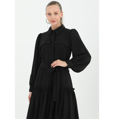 Modefa Dress Modest Women's Shirt Dress 12502 - Black