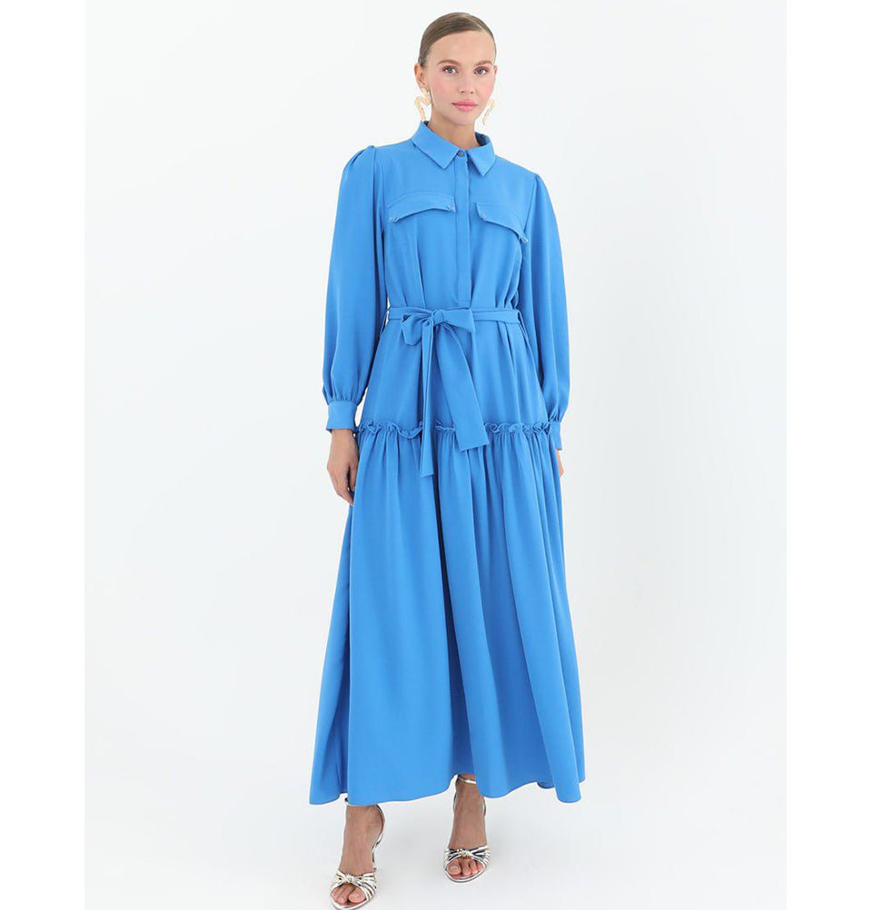 Modefa Dress Modest Women's Shirt Dress 12502 - Blue