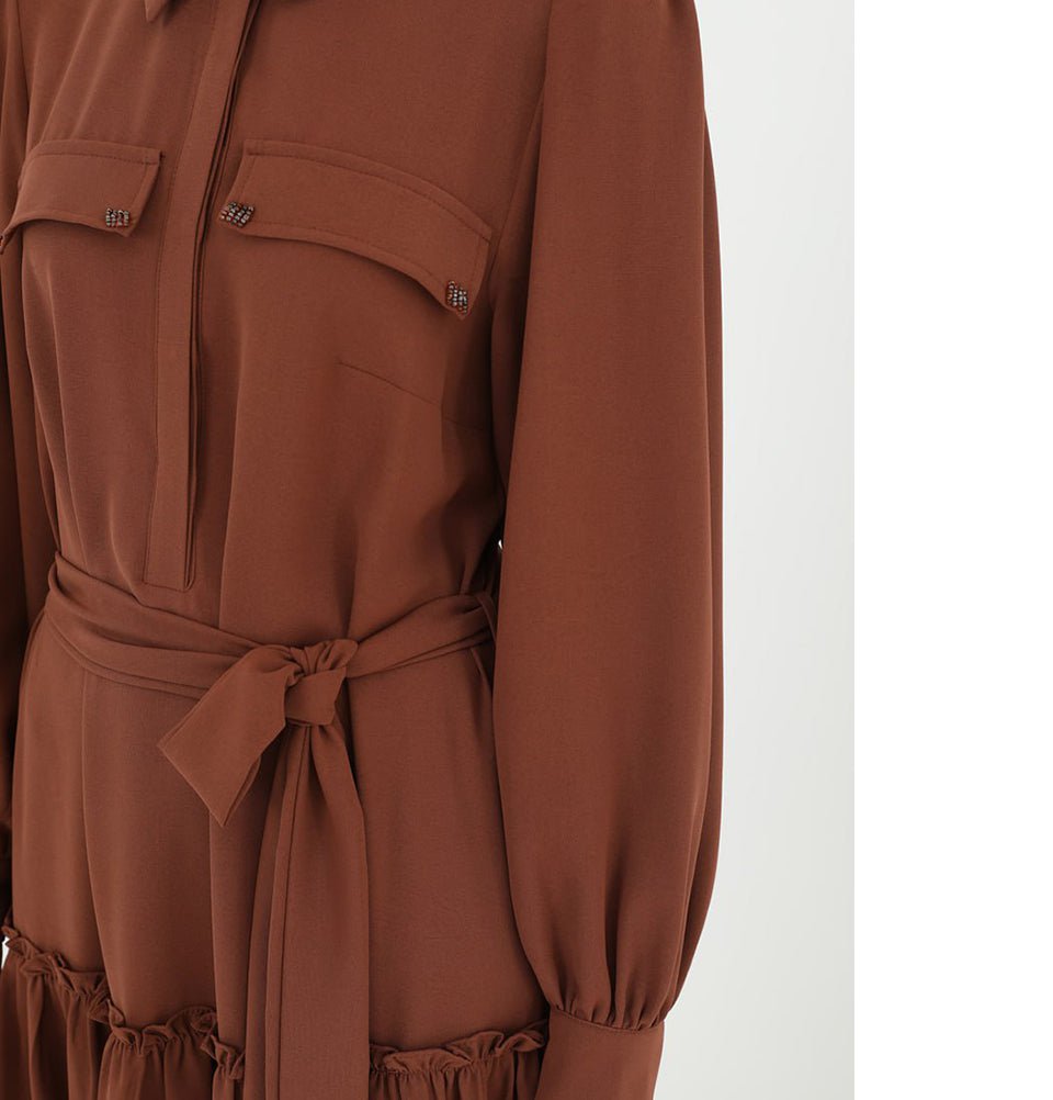 Modest Women's Shirt Dress 12502 - Brown Modest Women's Shirt Dress 12502 - Brown