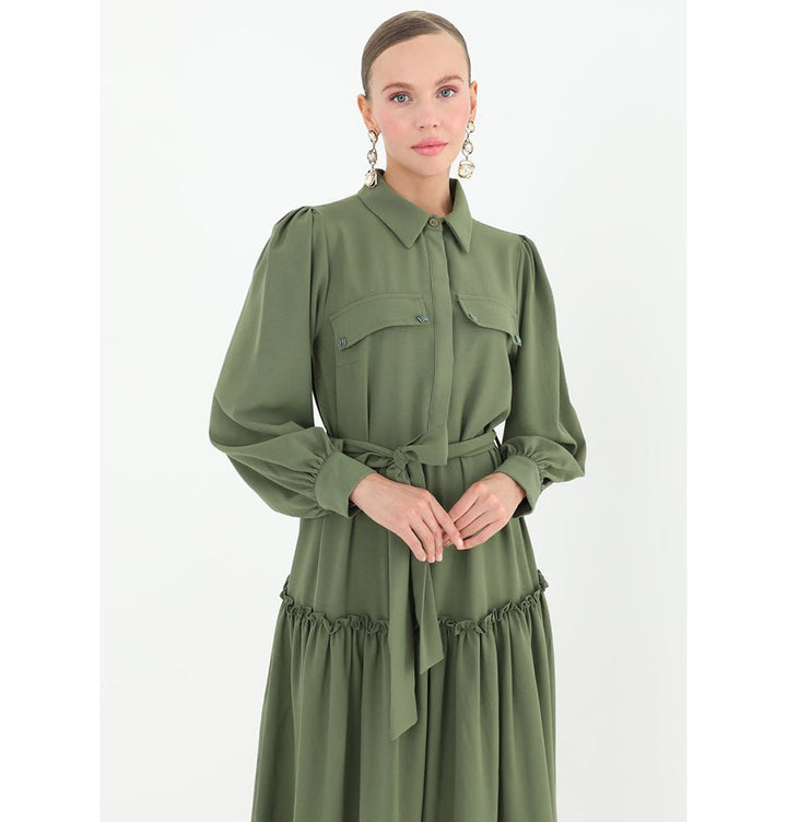 Modest Women's Shirt Dress 12502 - Olive Green Modest Women's Shirt Dress 12502 - Olive Green