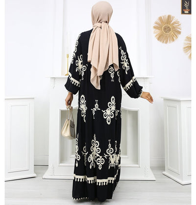 Modefa Dress Modest Women's Summer Florya Dress - Black & White