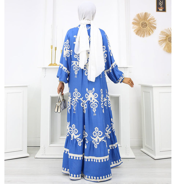 Modest Women s Summer Florya Dress Blue White