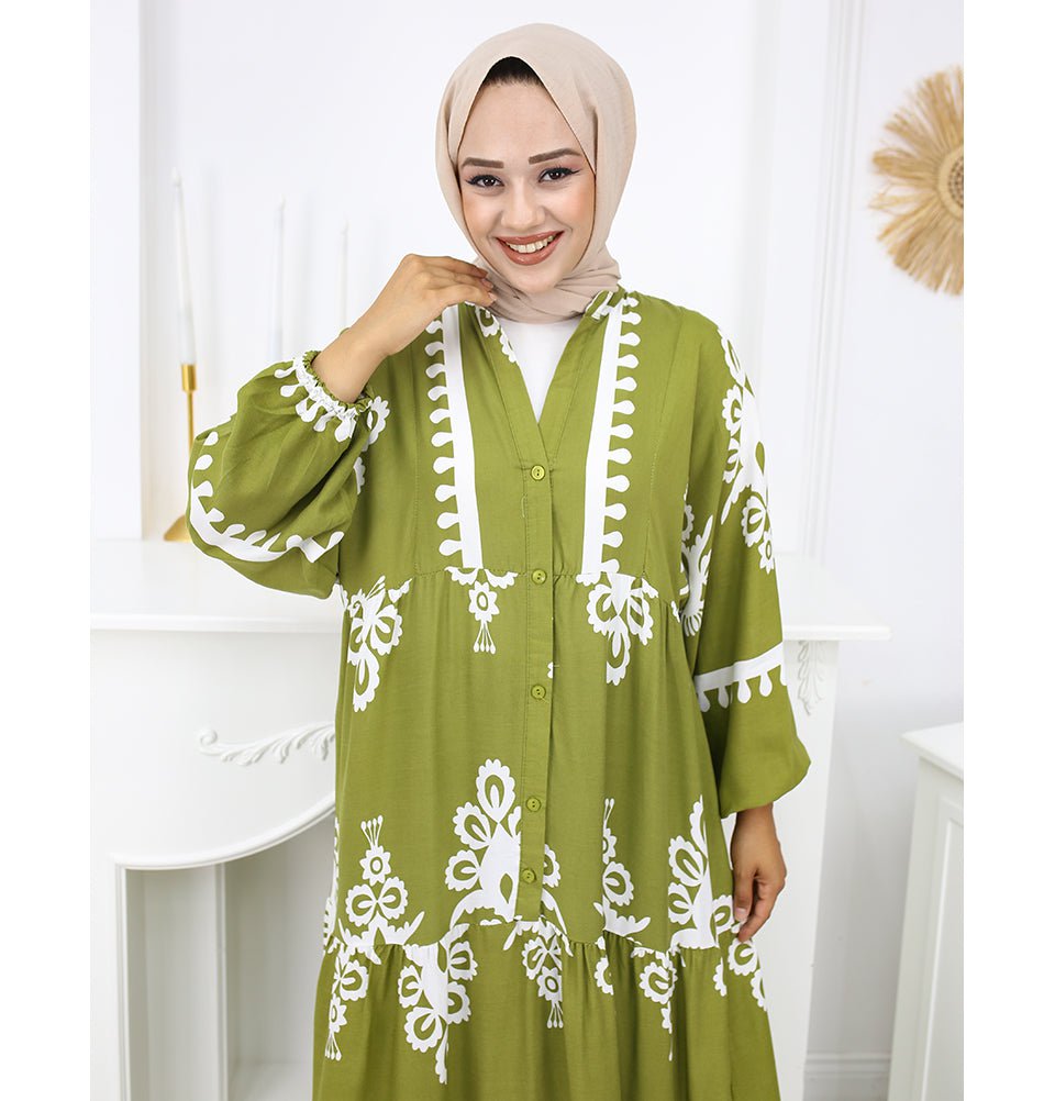 green summer dress womens Modest Women's Summer Florya Dress