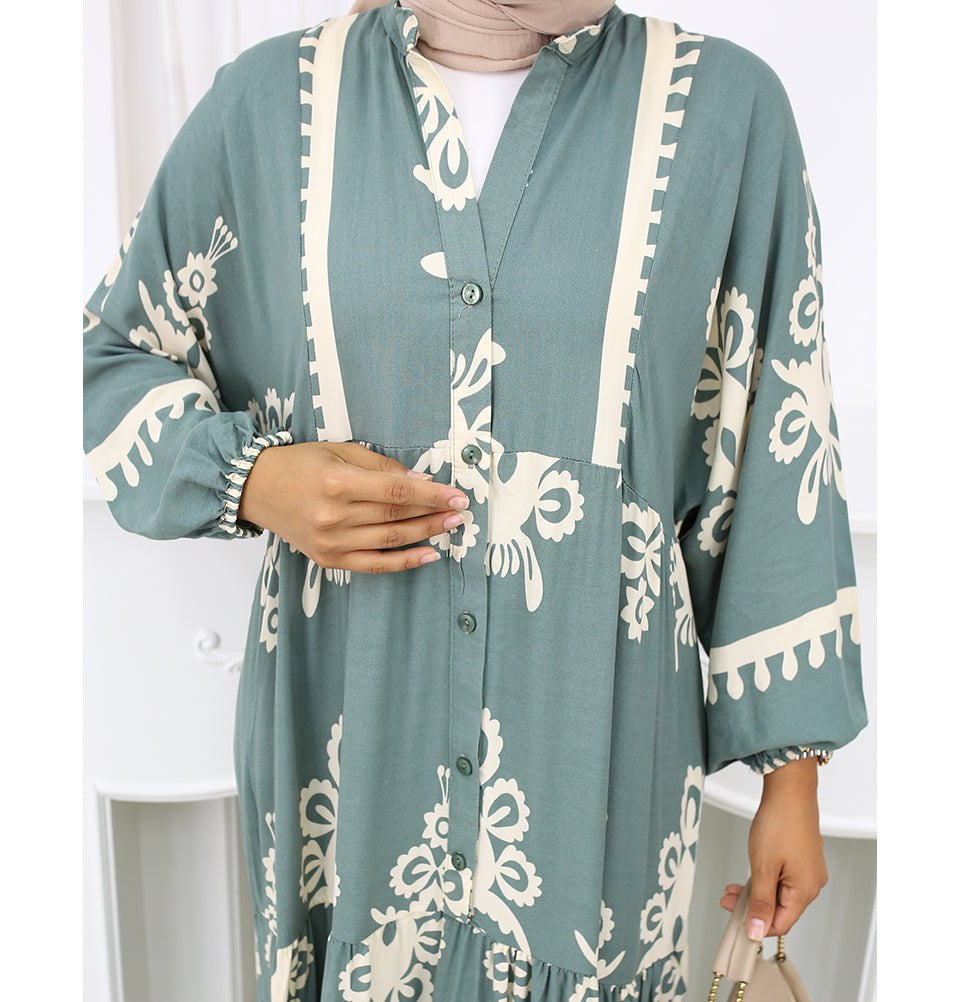 teal and cream dress Outfit Solved Cream Floral Midi Dress, Small - The Mint Julep Boutique