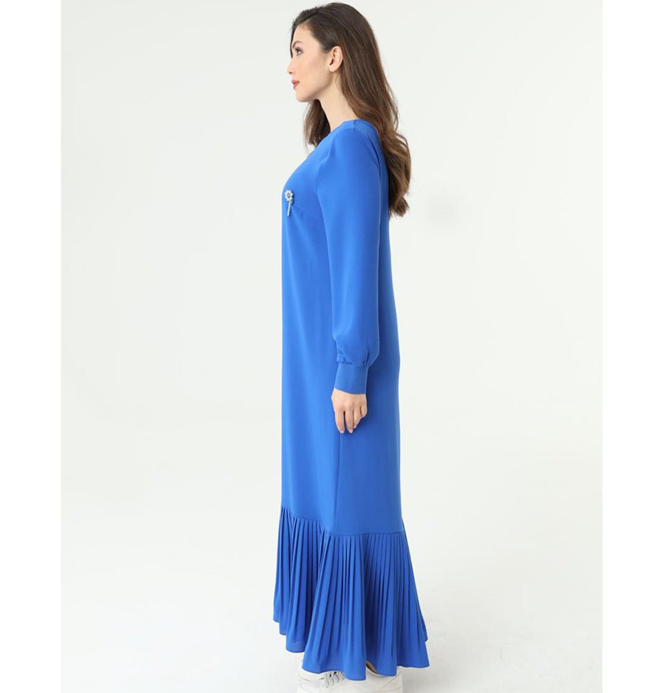 Modest Women's Sweater Dress 12448 - Blue