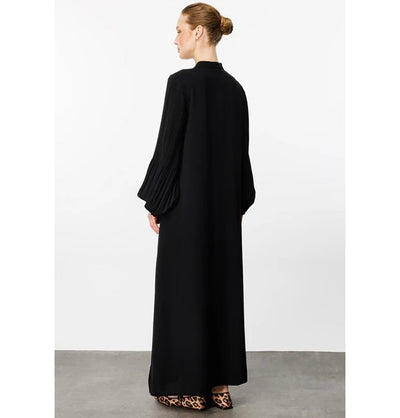 Modefa Dress Modest Women’s Versatile Black Long Sleeve Button Down Dress - 241573M