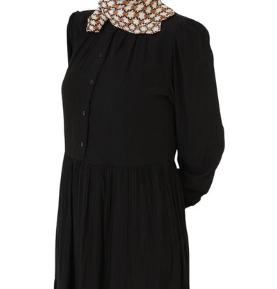 Modefa Dress Muslim Women's Flowy Maxi Dress - 12625 Black