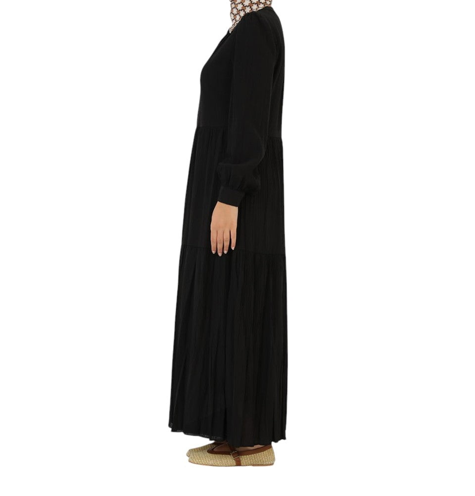 Modefa Dress Muslim Women's Flowy Maxi Dress - 12625 Black