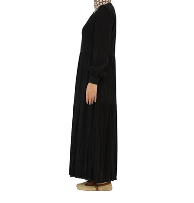Modefa Dress Muslim Women's Flowy Maxi Dress - 12625 Black