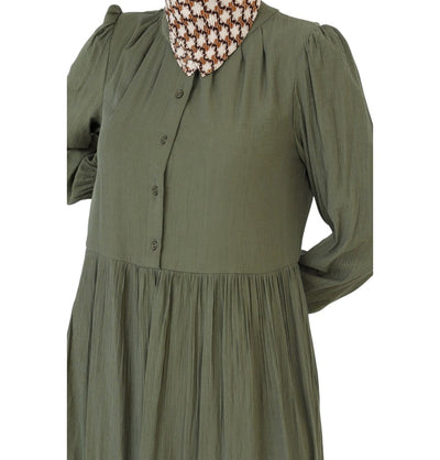 Modefa Dress Muslim Women's Flowy Maxi Dress - 12625 Khaki Green