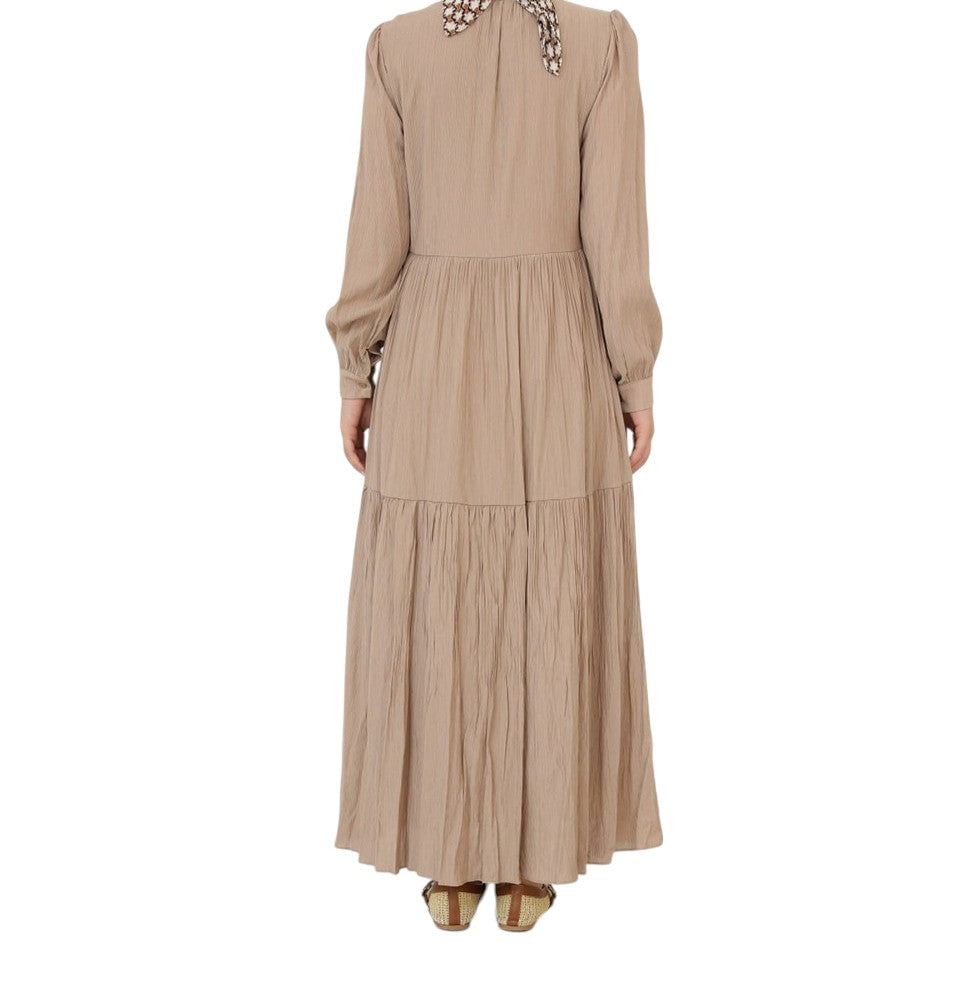Modefa Dress Muslim Women's Flowy Maxi Dress - 12625 Mink