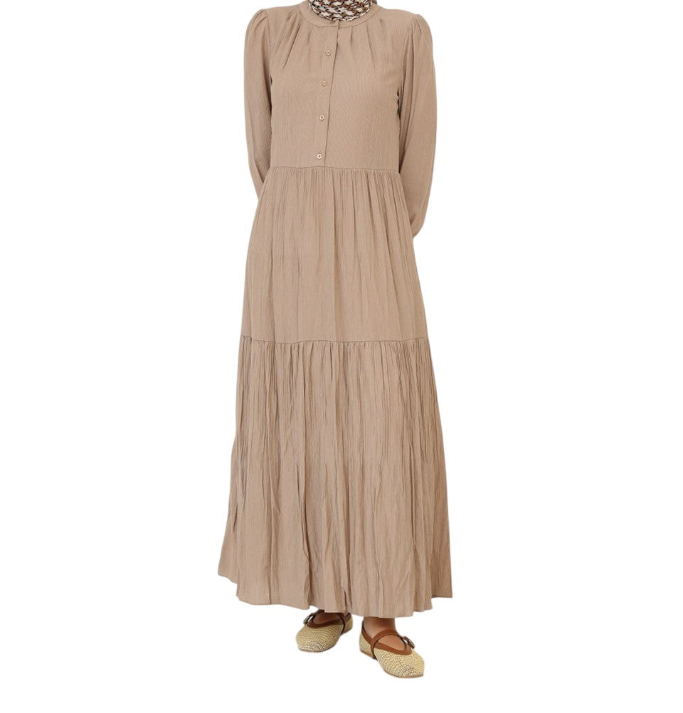 Modefa Dress Muslim Women's Flowy Maxi Dress - 12625 Mink