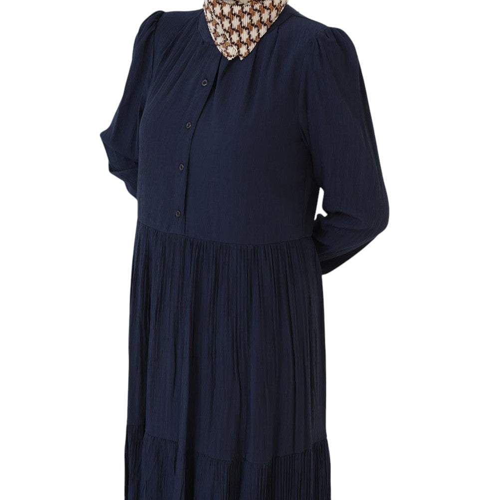 Modefa Dress Muslim Women's Flowy Maxi Dress - 12625 Navy