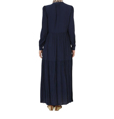 Modefa Dress Muslim Women's Flowy Maxi Dress - 12625 Navy