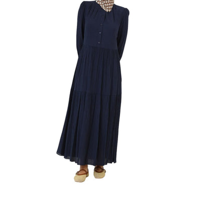 Modefa Dress Muslim Women's Flowy Maxi Dress - 12625 Navy