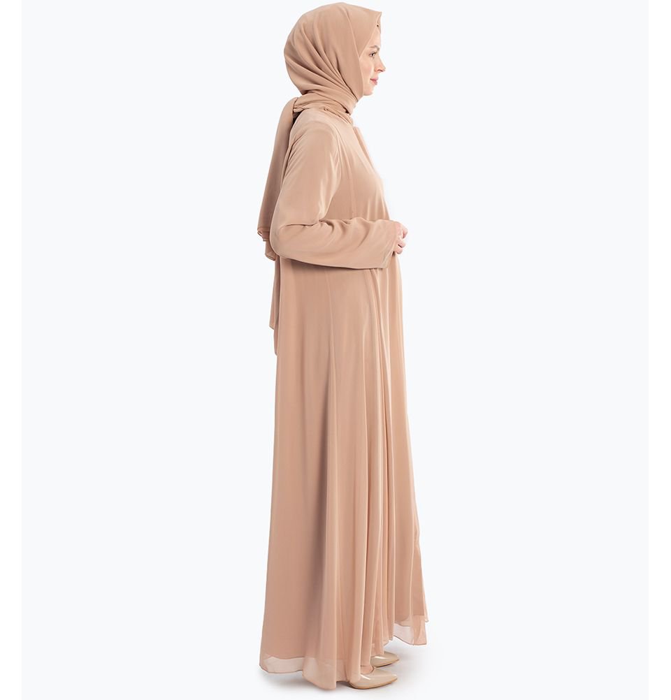 Modefa Dress Simple Pleated Abaya 210 Beige