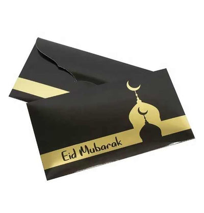 Modefa Gift Wrap Eid Money Envelopes - Eid Mubarak Black & Gold
