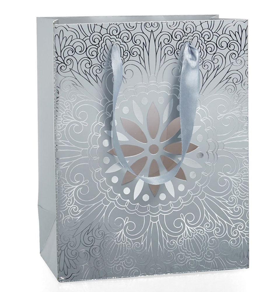 Modefa Gift Wrap Euro Tote Paper Gift Bag - Medallion Silver