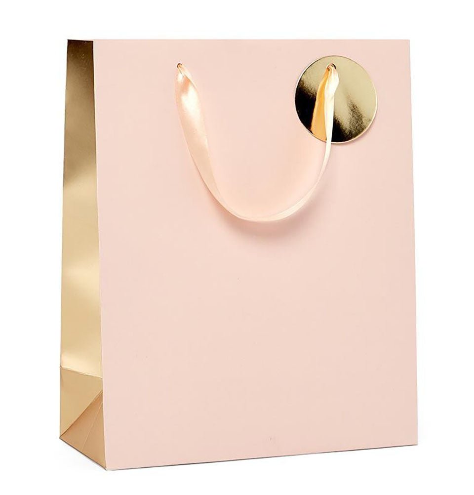 Modefa Gift Wrap Euro Tote Paper Gift Bag - Metallic Two-Tone Gold & Pink