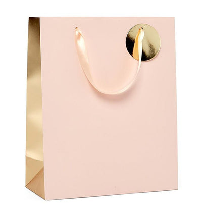 Modefa Gift Wrap Euro Tote Paper Gift Bag - Metallic Two-Tone Gold & Pink