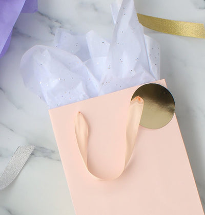Modefa Gift Wrap Euro Tote Paper Gift Bag - Metallic Two-Tone Gold & Pink