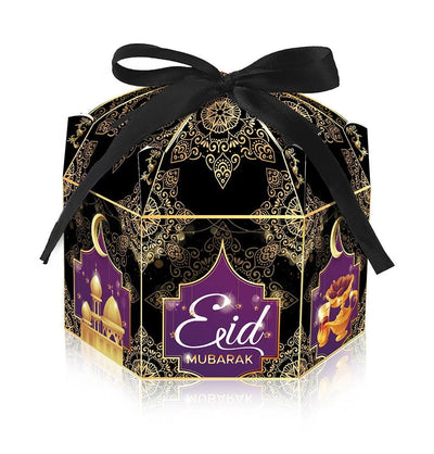 Modefa Gift Wrap Mini Eid Favor Gift Boxes Hexagon Black - Pack of 12