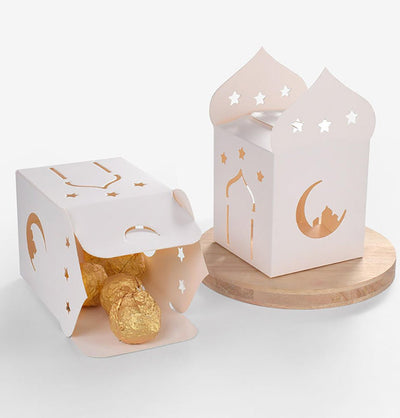 Modefa Gift Wrap Mini Party Favor Boxes - Moon & Star - White