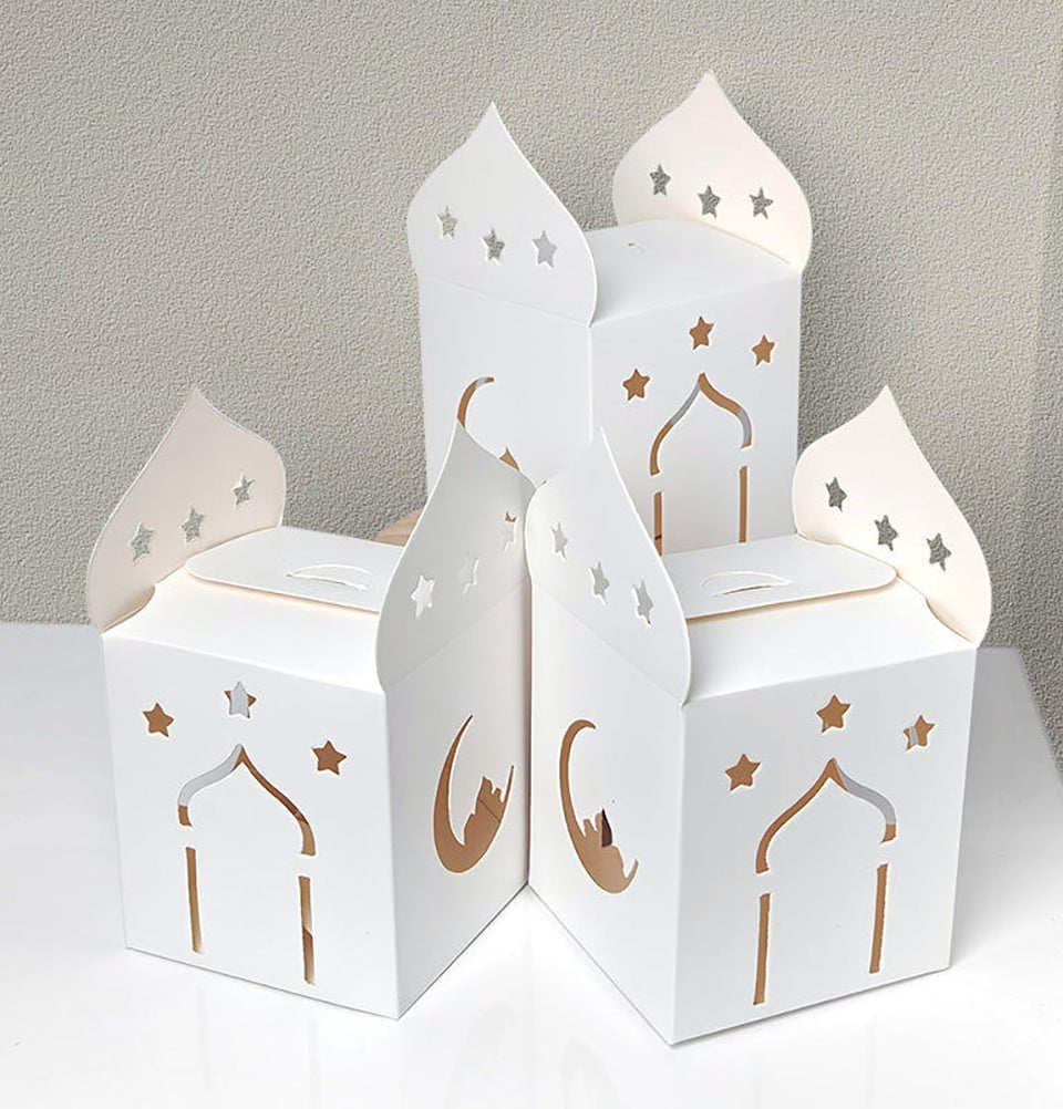 Modefa Gift Wrap Mini Party Favor Boxes - Moon & Star - White