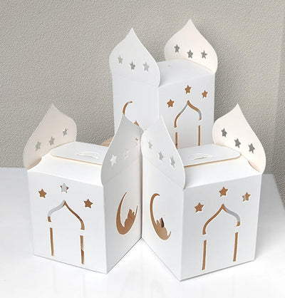 Modefa Gift Wrap Mini Party Favor Boxes - Moon & Star - White