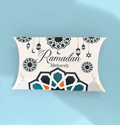 Modefa Gift Wrap Ramadan Pillow Party Favor Box - Medallion White & Blue