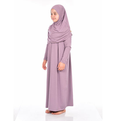 Modefa Girl's Dress Modest Muslim Girl’s Practical One Piece Prayer Dress - Lilac