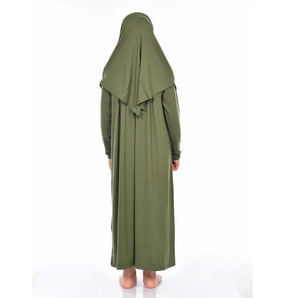 Modefa Girl's Dress Modest Muslim Girl’s Practical One Piece Prayer Dress - Olive Green
