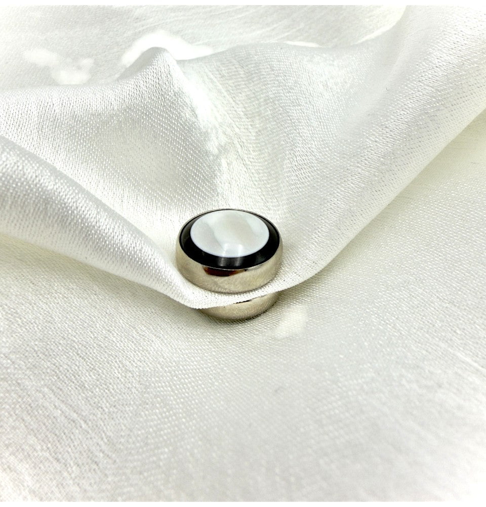 Modefa Hijab Pins Two-Tone Glossy Magnetic Hijab Pin - White & Black