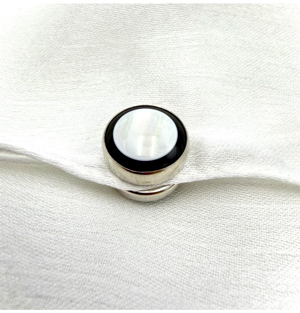 Modefa Hijab Pins Two-Tone Glossy Magnetic Hijab Pin - White & Black